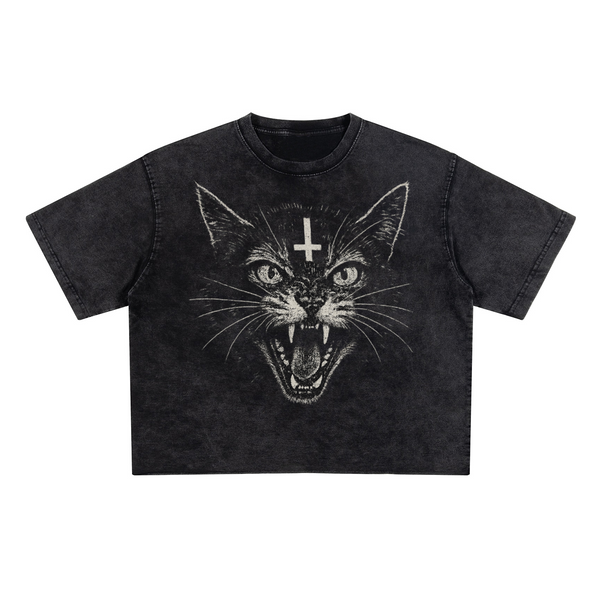 Exorcise This Pussy Cropped Washed Tee